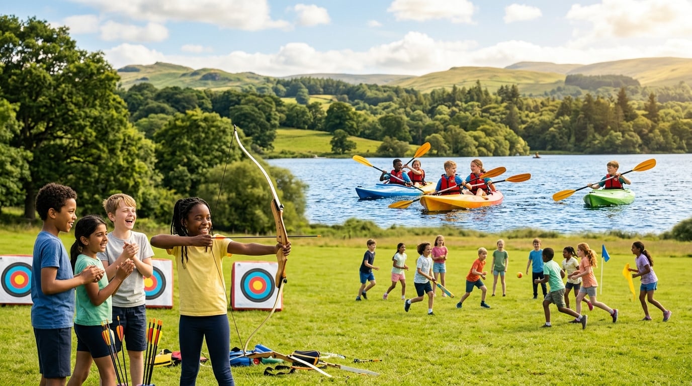 Children enjoying outdoor activities at a UK summer camp